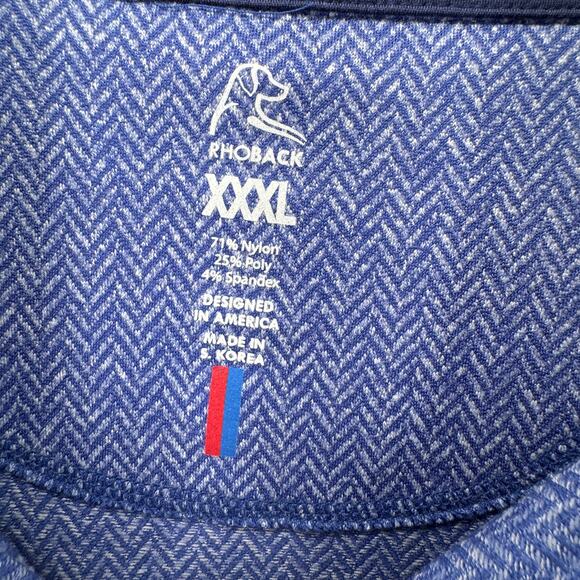 Rhoback 1/4 Zip Mens 3XL Blue Herringbone Pullover Golf Activewear - Picture 2 of 7